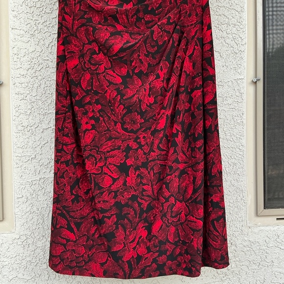 NWT Ralph Lauren Cowl Neck Jersey Sheath Floral Midi Dress Size 10 Cocktail Red - Picture 7 of 9